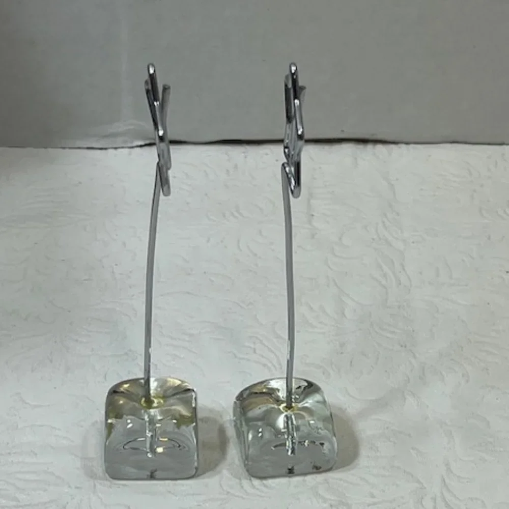 Two(2) Wired Star Photo Holder Desk Display Postcard Glass Stand 4.25